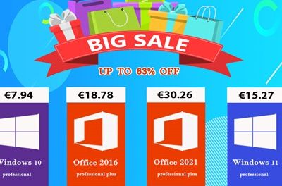 Windows 10 Pro 7,94 €, Office 2016 Pro 18,78 €