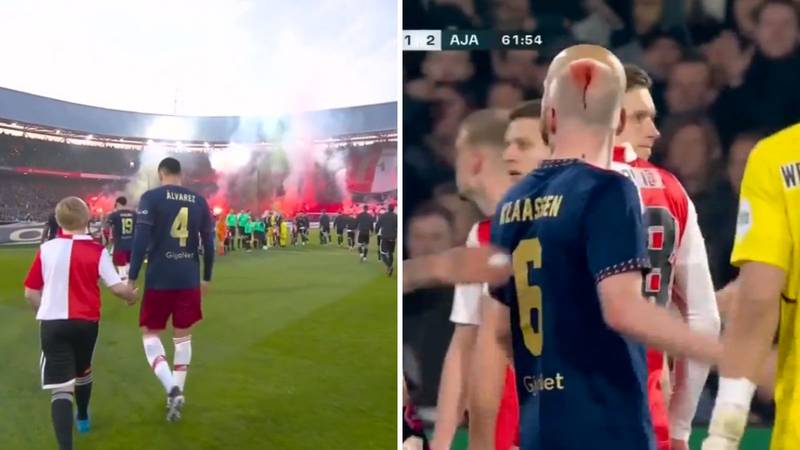 VIDEO Igrači Ajaxa pogodili u glavu, sudac prekinuo derbi