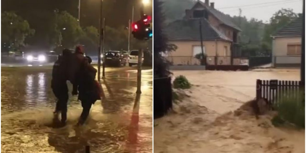 (VIDEO) SRBIJA POTPUNO PARALIZIRANA!  Epske kiše i poplave pogodile Novi Sad, ceste se pretvorile u rijeku: Jedan vozač rizikovao glavu zbog auta