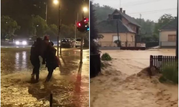 (VIDEO) SRBIJA POTPUNO PARALIZIRANA!  Epske kiše i poplave pogodile Novi Sad, ceste se pretvorile u rijeku: Jedan vozač rizikovao glavu zbog auta