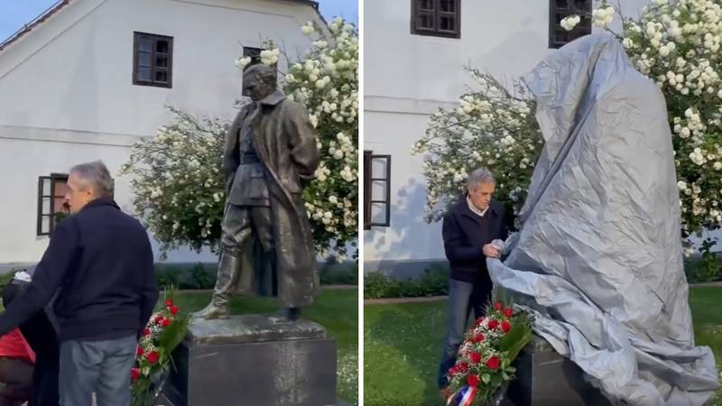 Članovi Domovinskog pokreta u Kumrovcu prekrili spomenik Titu ceradom i pjevali budnice…