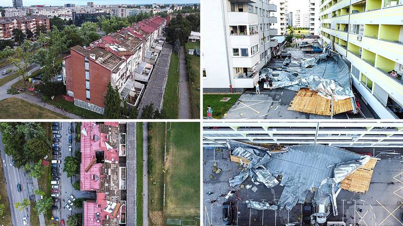 Pogledajte fotografije iz zraka: U Zagrebu vjetar skidao krovove i bacao ih na automobile!