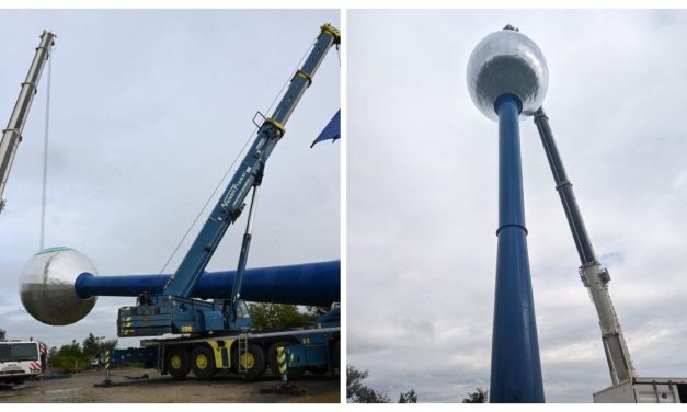 57 tona težak vodotoranj Dubrava podignut u sklopu projekta novog vodoopskrbnog sustava na istoku Zagrebačke županije